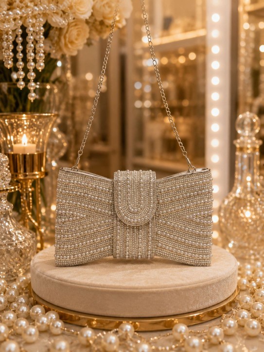 CARTERA CON PERLAS Y TIRANTES