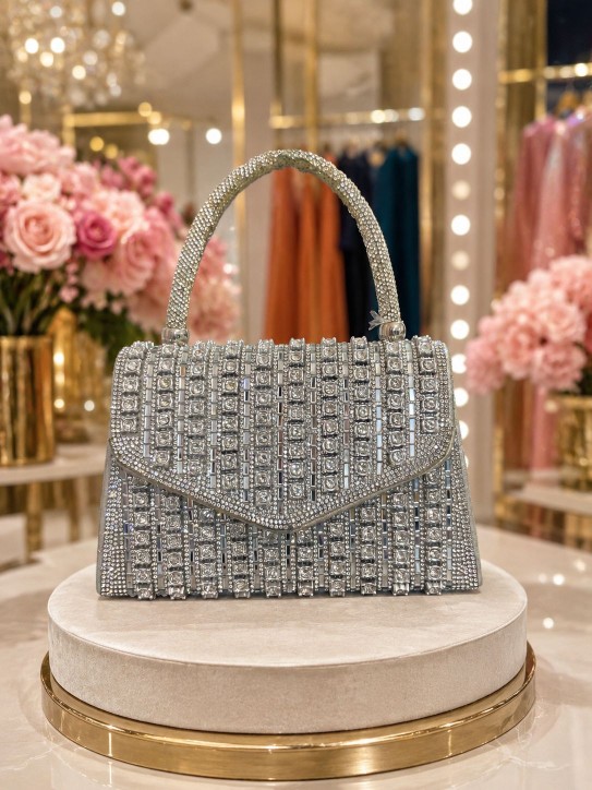CARTERA PLATEADA CON DETALLES
