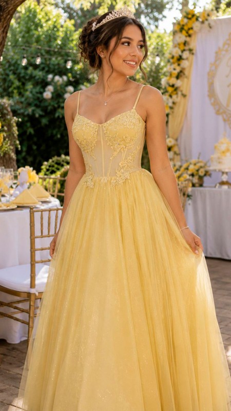 VESTIDO AMARILLO DE 15 AÑOS