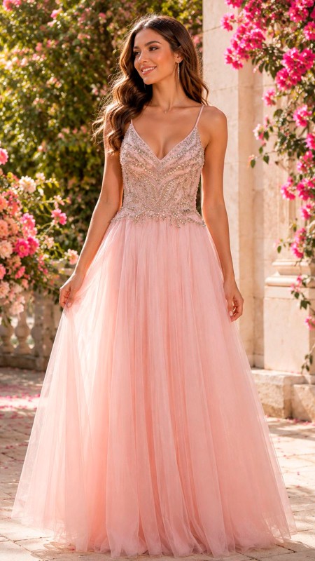 VESTIDO ROSA BEBE DE 15 AÑOS