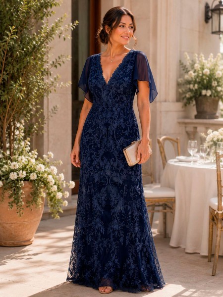 VESTIDO AZUL MARINO SIN ABERTURAS