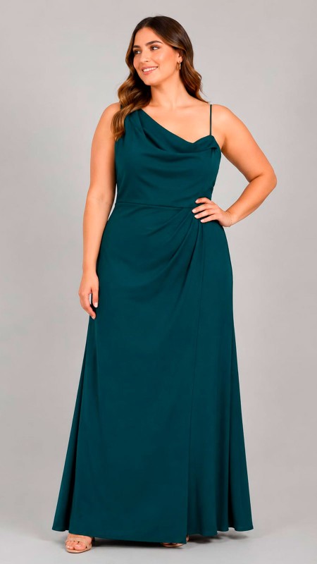 VESTIDO VERDE CALIPSO ASIMETRICO EN TELA LICRA