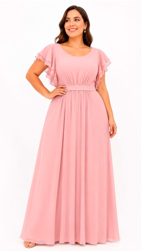 VESTIDO PALO DE ROSA EN TELA SEDA CORTE RECTO