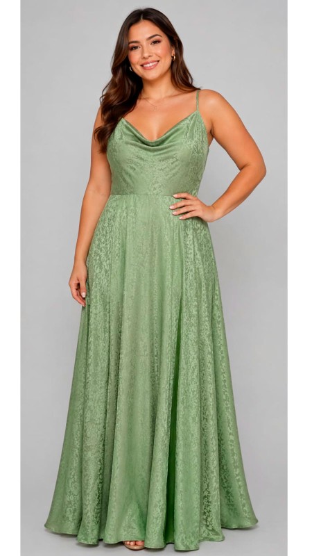 VESTIDO VERDE MENTA EN CORTE PRINCESA