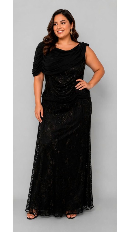 VESTIDO COLOR NEGRO CON CAPA EN LA PARTE DEL CUELLO
