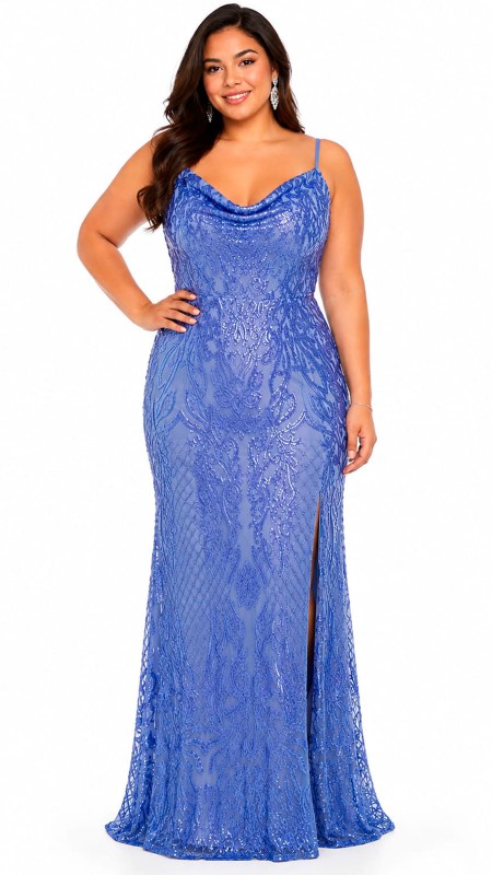 VESTIDO COLOR CELESTE CLARO CON LENTEJUELAS