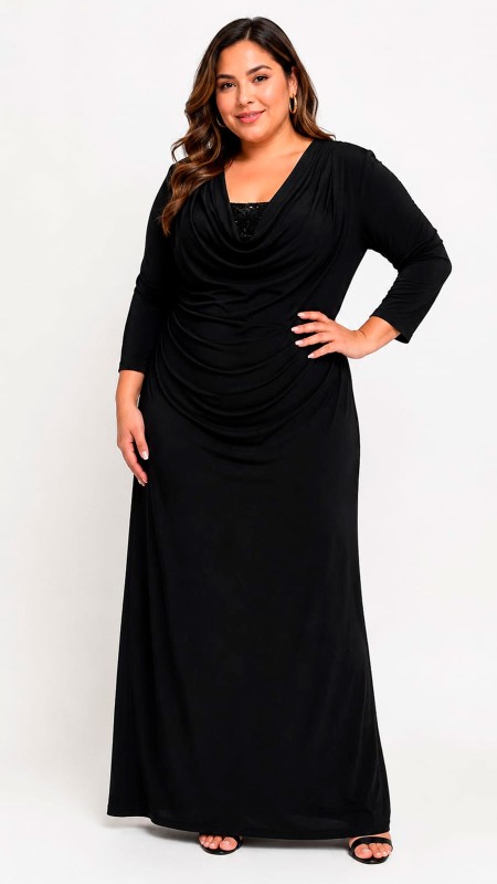 VESTIDO COLOR NEGRO CON MANGAS