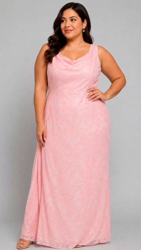 VESTIDO COLOR PALO DE ROSA CON ESTAMPADO BRILLOSO