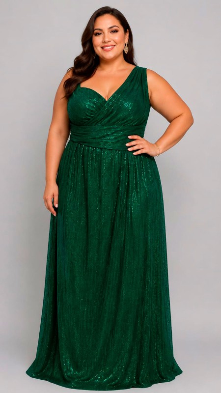 VESTIDO VERDE CLARO ASIMETRICO CON LENTEJUELAS