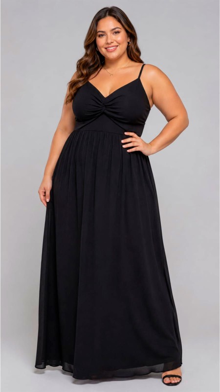 VESTIDO COLOR NEGRO EN TELA SEDA