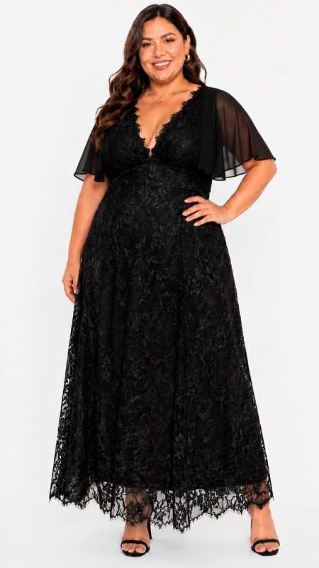 VESTIDO COLOR NEGRO ESTAMPADO CON CAPA EN LOS BRAZOS