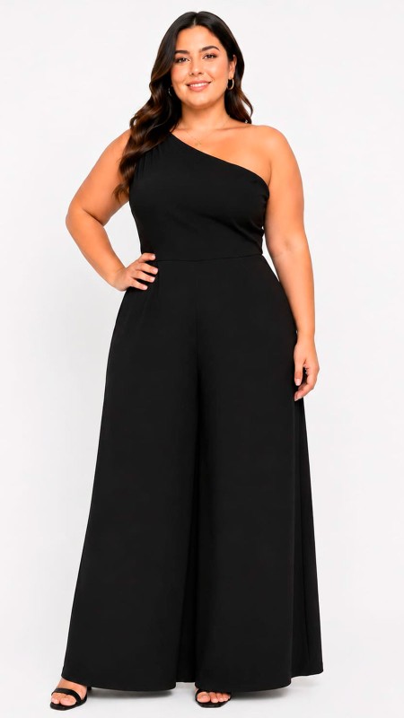 VESTIDO COLOR NEGRO ASIMETRICO TELA LICRA