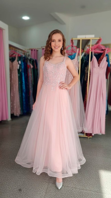 VESTIDO ROSADO BEBE POMPOSO