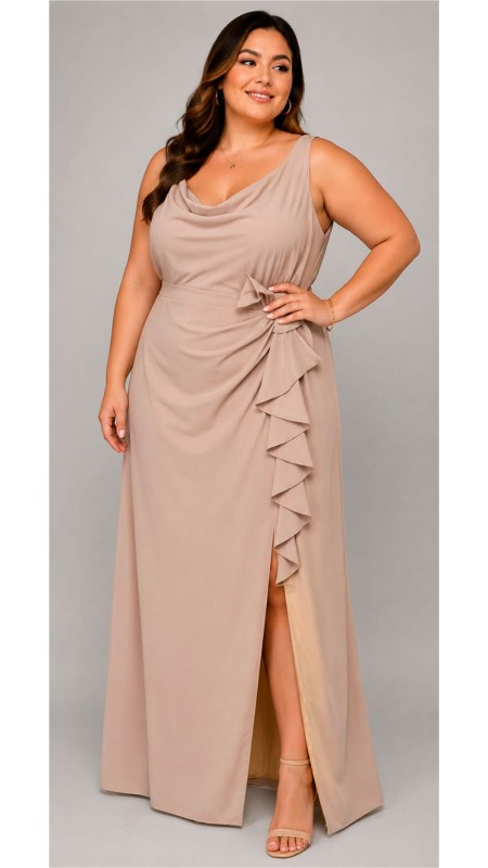 VESTIDO COLOR MARFIL TELA LICRA