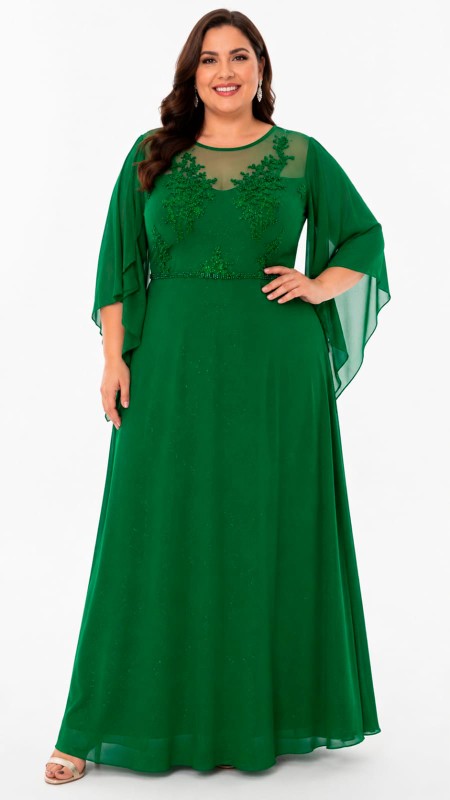 VESTIDO COLOR VERDE CLARO CON BRILLOS