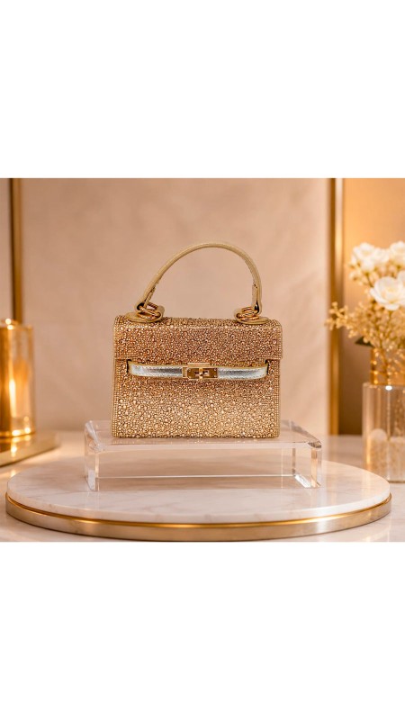CARTERA DE MANO DORADO CLARO