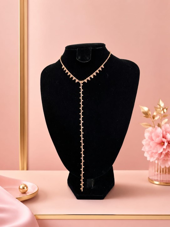 VENTA DE COLLAR COLOR ORO ROSA LARGO ESTILO LAZO