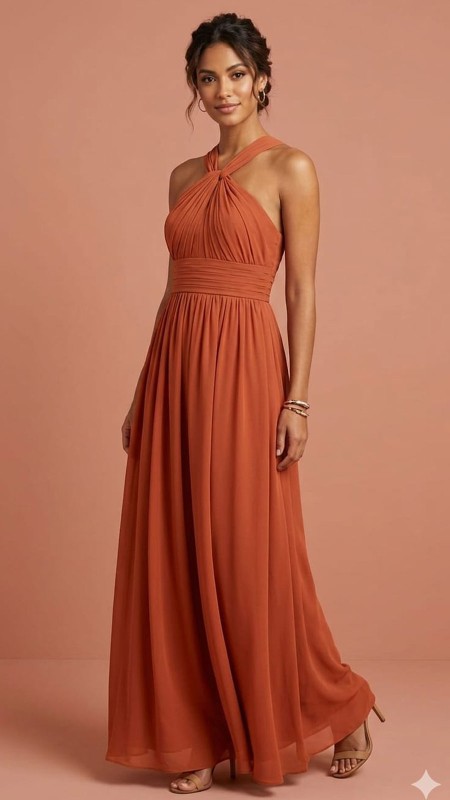 VESTIDO TERRACOTA CON CORSET
