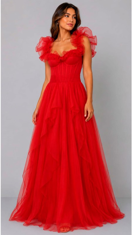 VESTIDO ROJO CON CORSET