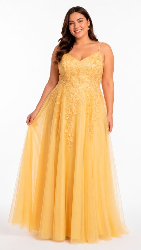 VESTIDO COLOR AMARILLO OSCURO (POMPOSO)