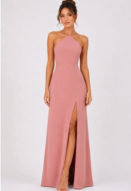 VESTIDO PALO DE ROSA CUELLO TORTUGA
