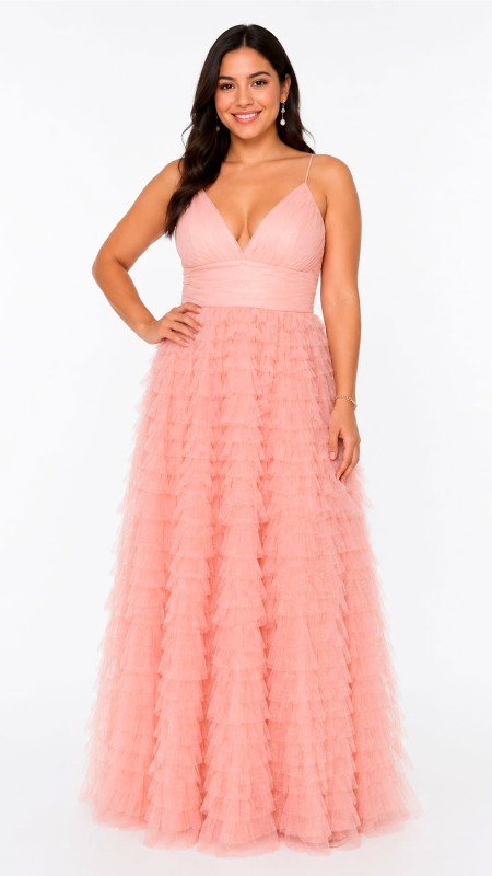 VESTIDO COLOR ROSA NBEBE CON VOLADOS POMPOSO