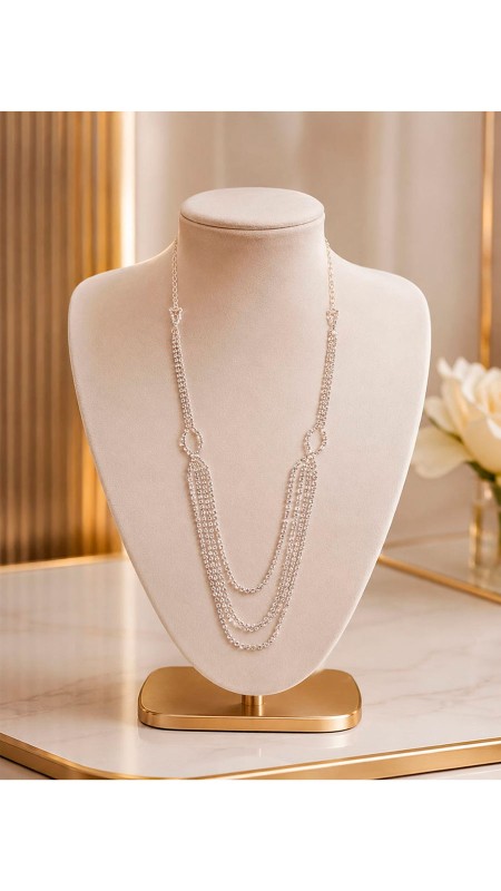COLLAR EN FORMA DE TIRAS PLATEADO
