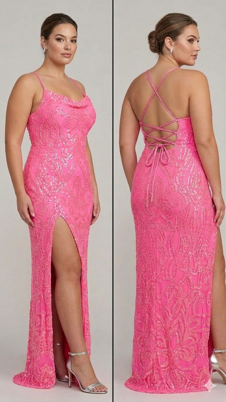 VESTIDO ROSADO LENTEJUELAS CON CORSET