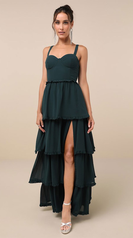 VESTIDO VERDE OSCURO EN CAPAS