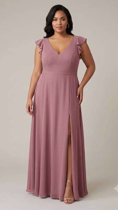 VESTIDO MORADO CON MANGAS