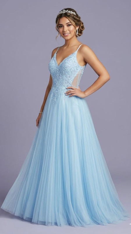 VESTIDO POMPOSO CELESTE