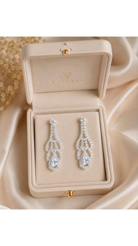 ARETES LARGOS CON PERLA PLATEADA