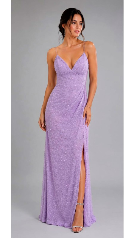 VESTIDO COLOR LILA BEBE CON PERLAS