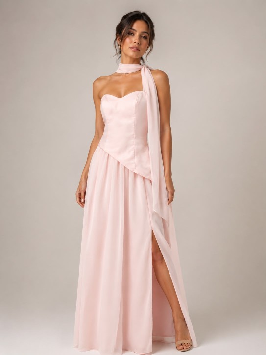 VESTIDO ROSA BAJITO CON CORSET