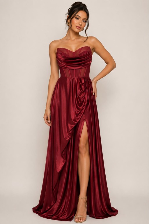 VESTIDO GUINDO CON CORSET LISO