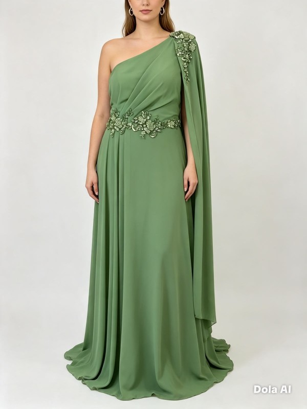 VESTIDO VERDE PISTACHO ASIMETRICO