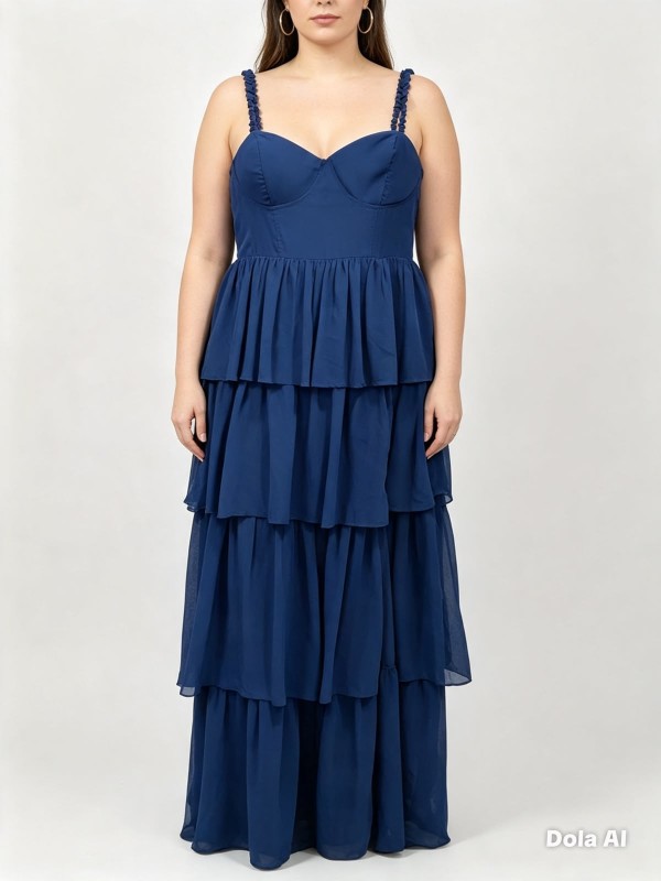 VESTIDO STRAPLESS AZUL MARINO