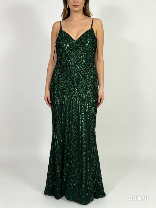 vestido verde con lentejuelas