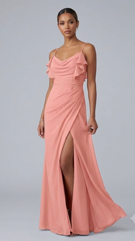 VESTIDO PALO DE ROSA CON PLIEGLES