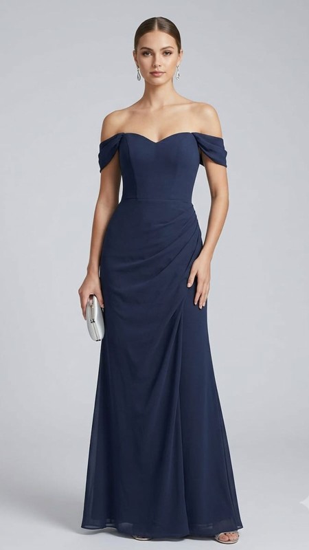 VESTIDO AZUL MANGAS CAIDAS