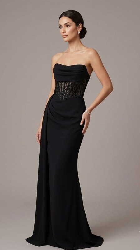 VESTIDO NEGRO CON CORSET