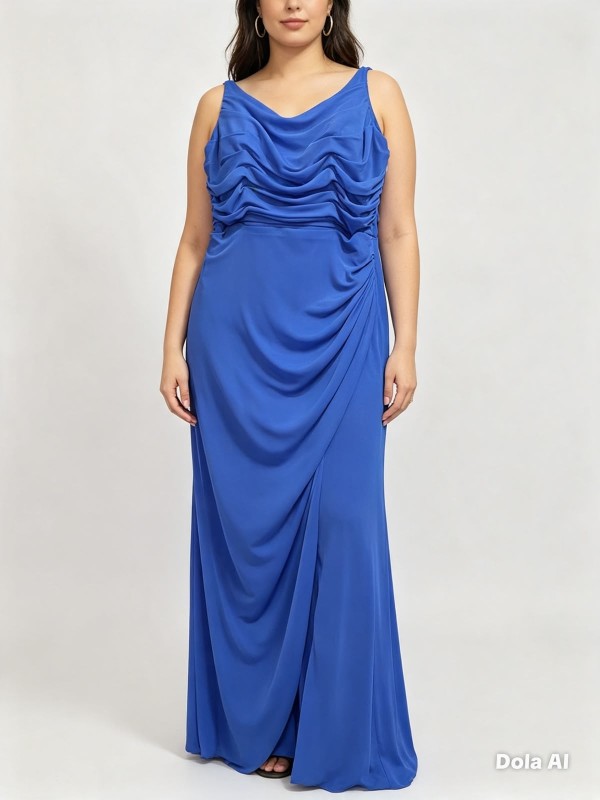 VESTIDO AZUL ELECTRICO  CON ABERTURA
