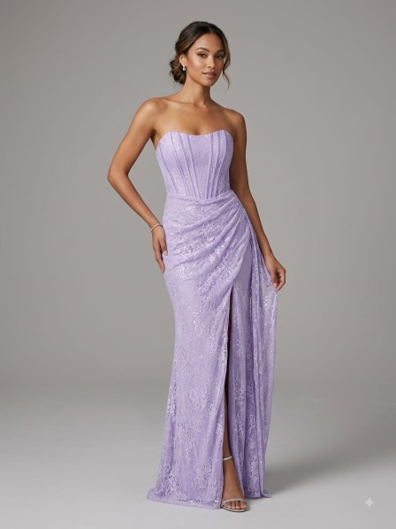 VESTIDO LILA BEB CON VARILLAS  Y ENCAJES