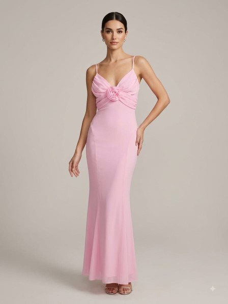 VESTIDO ROSA  DE GASA