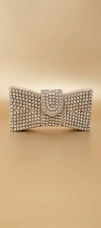 CARTERA DE MOÑO PLATEADA