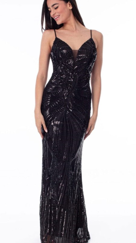 VESTIDO NEGRO CON LENTEJUELAS SIRENA