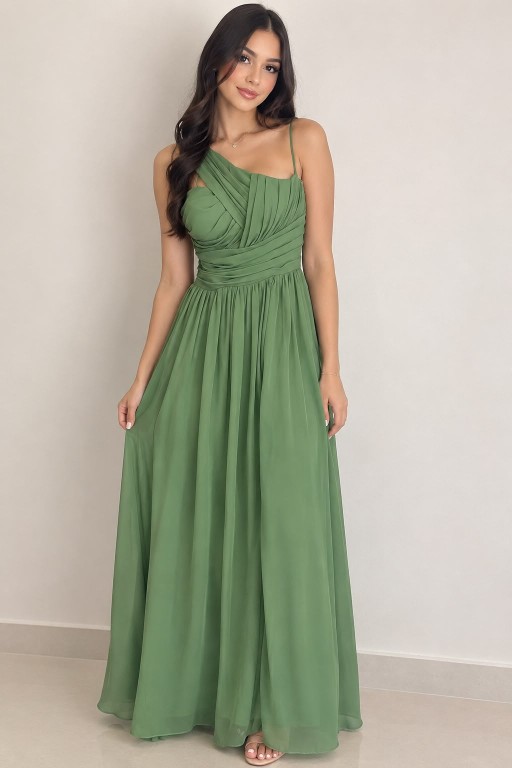 VESTIDO VERDE PISTACHO CON ABERTURA