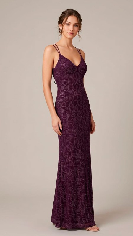 VESTIDO COLOR MORADO OSCURO APAERLADO TELA LICRA