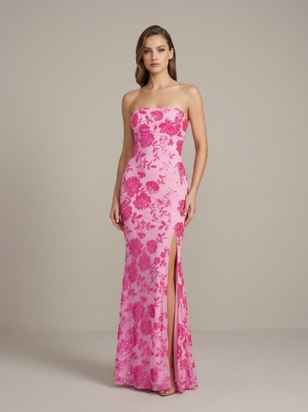 VESTIDO FUCSIA DE FLORES