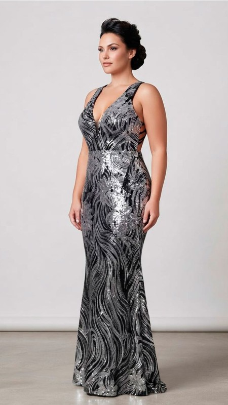 VESTIDO COLOR NEGRO CON PLOMO